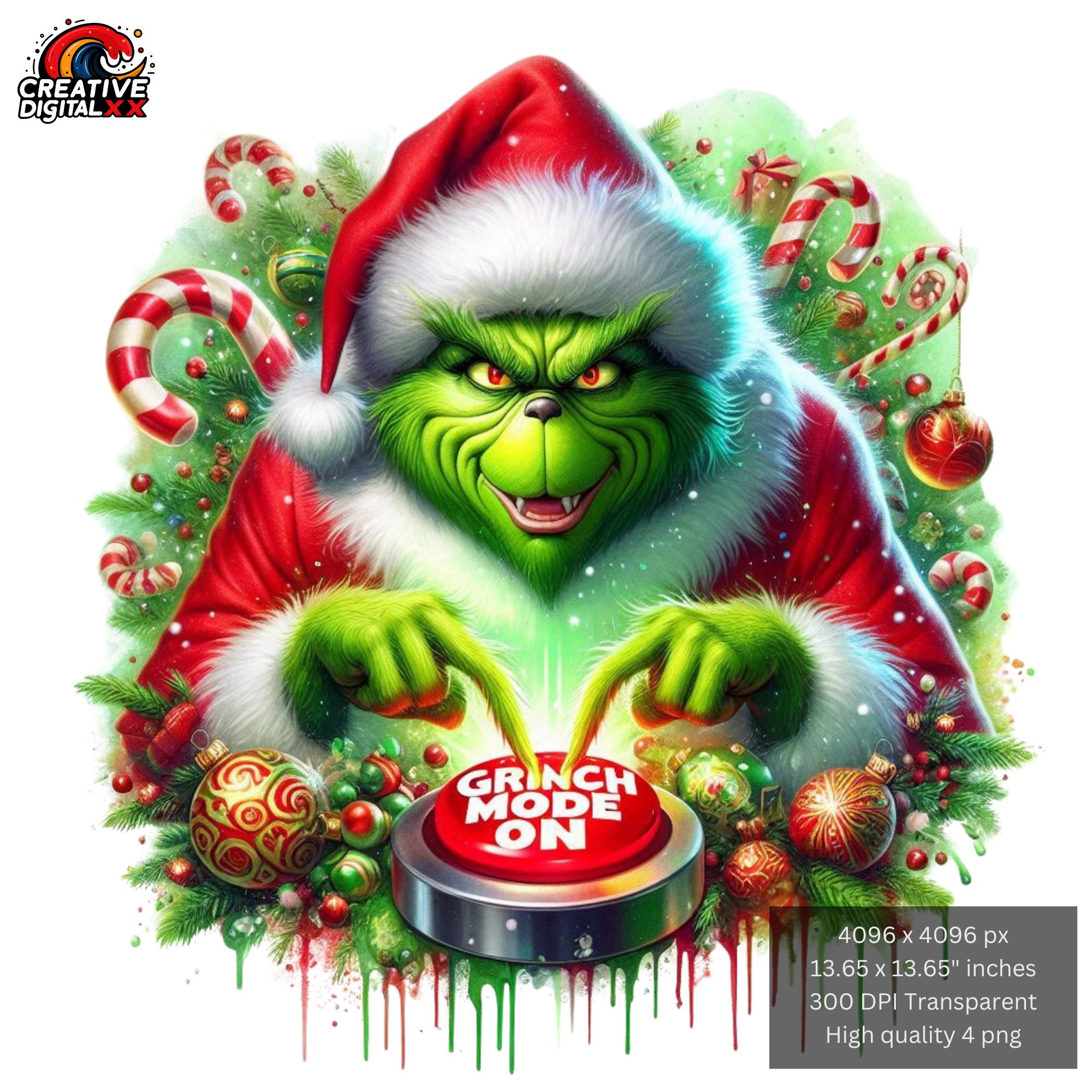 Christmas Grinch PNG, Festive Image, Xmas Grinch Designs, Holiday