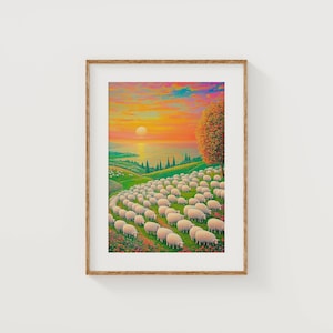 Sheep Print, Vintage Print, Artsy Print, Pretty Prints, Quality Posters, Living Room Art, Bedroom Decor, Dopamine Decor, Funky Print