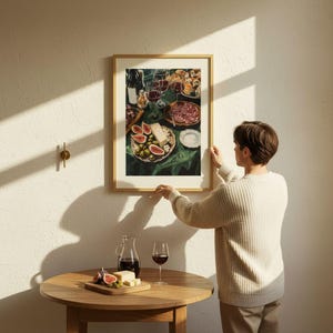 Kitchen Printable: Wine and Cheese Dinner Party. Statement Wall Art for Apartment Decor. Instant Download