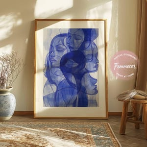Artsy Wall Art | Blue Ink | Printable Digital Download image 7