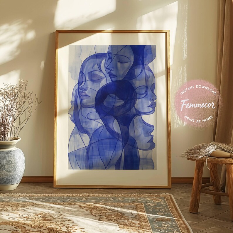 Artsy Wall Art | Blue Ink | Printable Digital Download image 7