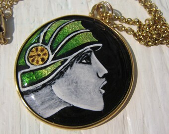 Grisaille Enamelled Art Deco Athene