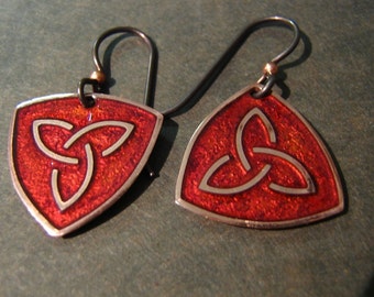 Small Triangle Celtic Knotwork Enamel Earrings