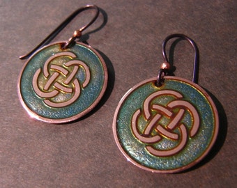 Small Round Knotwork Celtic Enamel Earrings