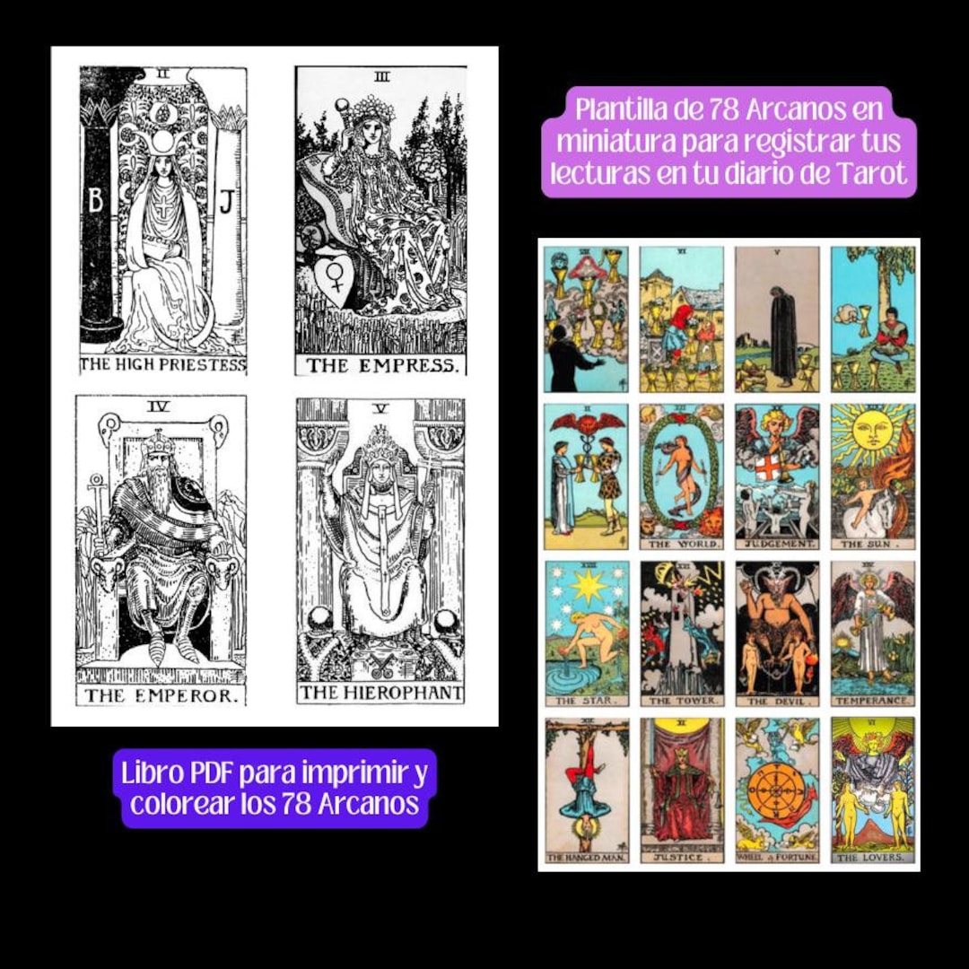 Libro PDF De Tarot Para Imprimir Y Colorear - 78 Cartas En Blanco Y ...