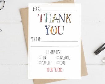 Printable Thank You Cards - Fill in the Blank - Circus Colorway