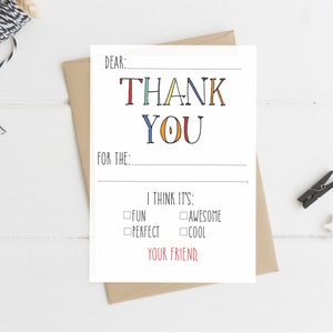 Printable Thank You Cards Fill in the Blank Circus Colorway image 1