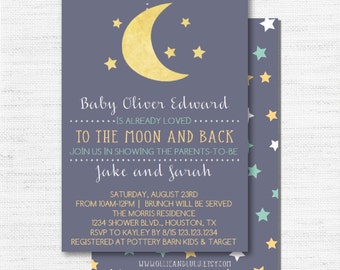 Instant Download - Editable - Personalized - Baby Shower Invitations - To the Moon and Back