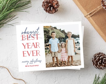 Instant Download - Editable - Okayest Year Ever 2020 Christmas Card Covid Christmas Card Corona virus christmas card Holiday Card