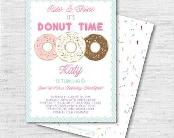 Instant Download - Editable Custom Colorful Sprinkle Donut Breakfast Party Or Baby Shower Invitations