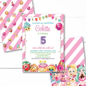 Instant Download - Editable - Shopkins and Shoppies Birthday Party Invitation