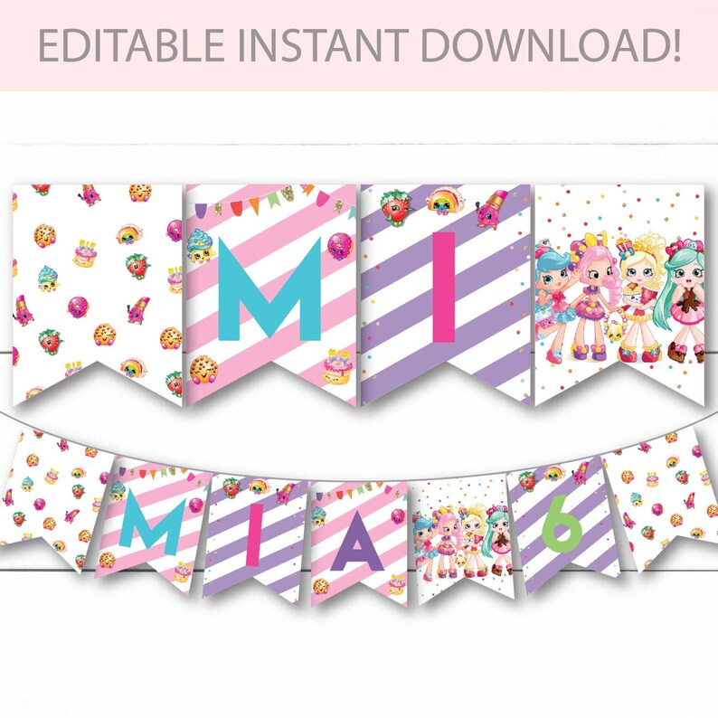 Instant Download - Editable - Shopkins and Shoppies Birthday Party ...