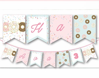 Instant Download - Editable Custom Colorful Sprinkle Donut Breakfast Party Or Baby Shower Banner