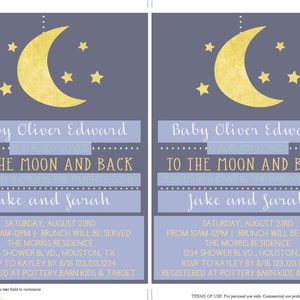 Instant Download Editable Personalized Baby Shower Invitations To the Moon and Back image 2