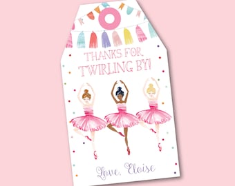 Bright and Colorful Girly Ballet Ballerina Birthday Party Favor Tags - Instant Download - Editable