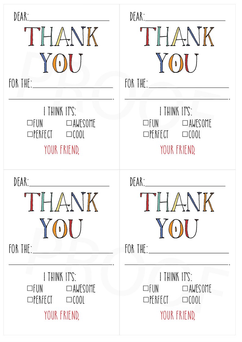 Printable Thank You Cards Fill in the Blank Circus Colorway image 2