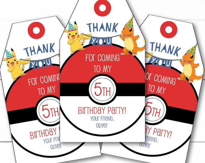 Instant Download - Editable Pokemon Birthday Party Favor Tags Goody Bag ...
