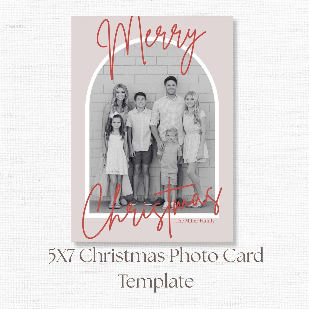 Instant Download - Editable - Christmas Photo Card Arched Frame - Etsy