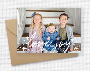 Bewerkbare Instant Download - Aangepaste foto kerstkaart - Liefde & vreugde