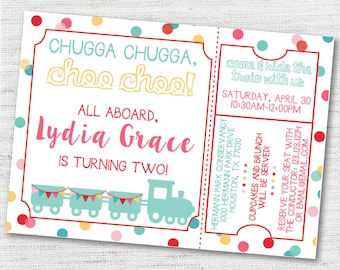 Instant Download - Editable Personalized - Girly Girl Train Party Invitations
