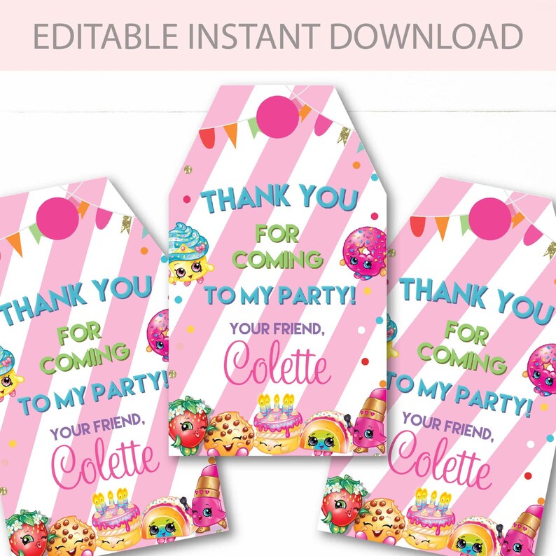 Instant Download Editable Shopkins and Shoppies Birthday | Etsy