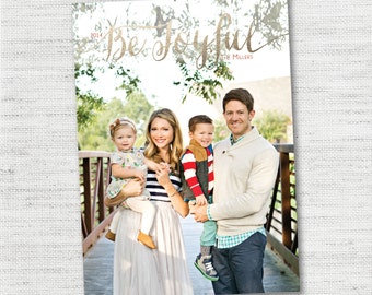 INSTANT DOWNLOAD Be Joyful Christmas Photo card - PHOTOSHOP template for photographers