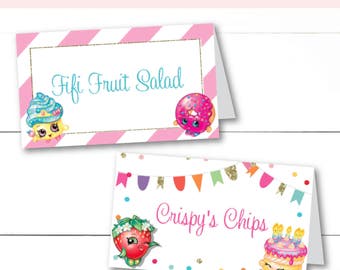 Instant Download - Editable Custom Colorful Shopkins Birthday Party Food Tent