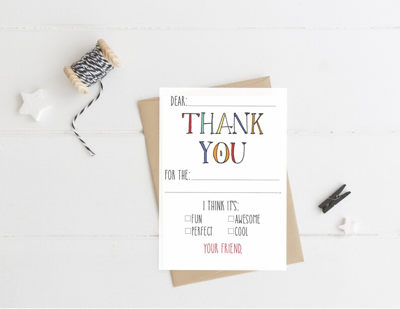 Printable Thank You Cards Fill in the Blank Circus Colorway image 1