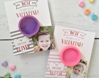 Classic/Bright Personalized Printable Valentines - Play-Doh Photo Love - Instant Download - Edit on your own!