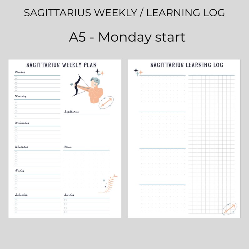 Sagittarius Zodiac Weekly Plan, Learning Log, Astrology Planner, Archer ...