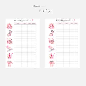 Beauty wishlist, Mädchen, Journal, Tagebuch, Geschenk für sie, rosa Liebhaber, Planer, Tagesplaner, Ringbuch, Notizen, Planerblatt