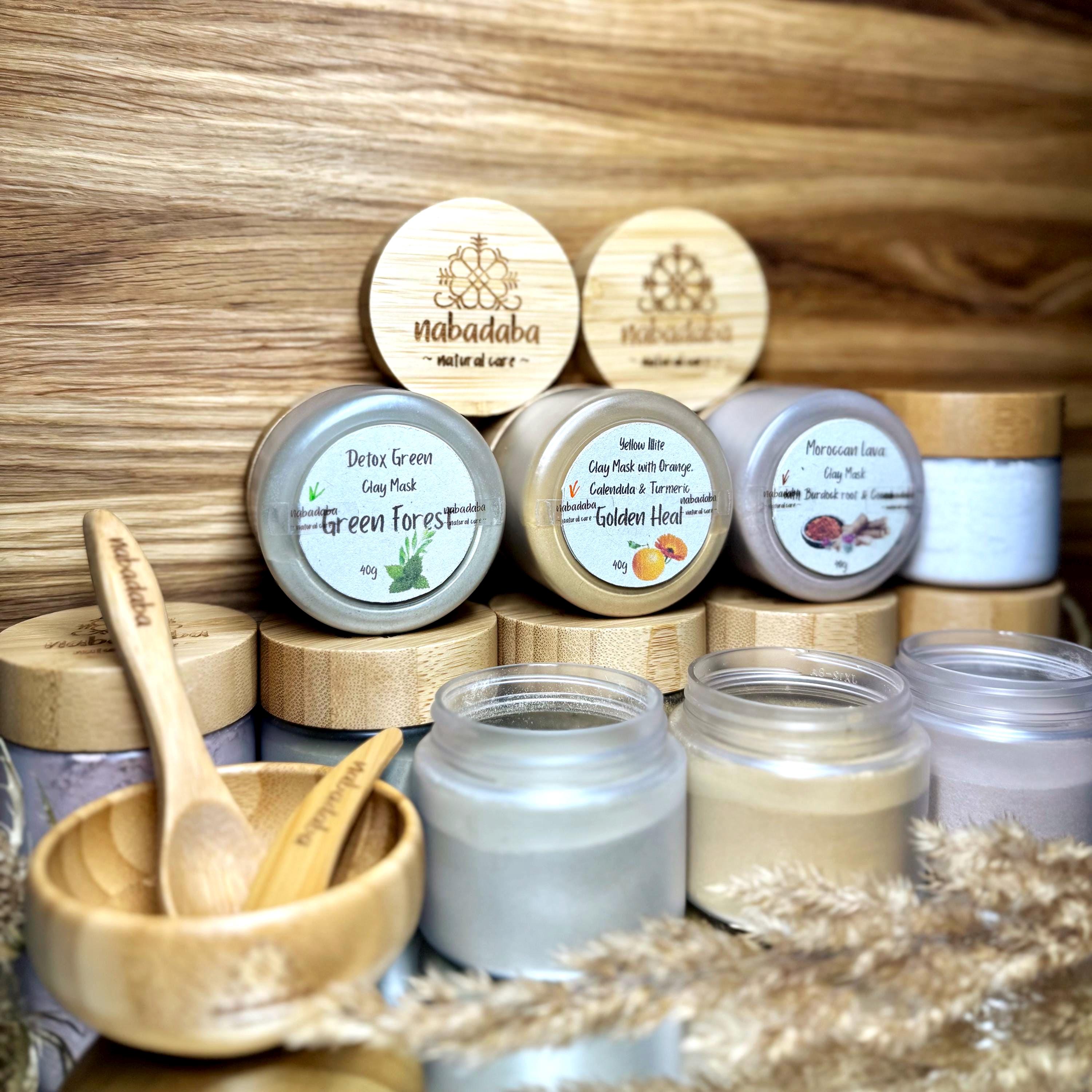 Natural Clay Face Mask Gift Set – Detox & Brighten, With Bamboo
