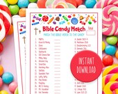 Bible Candy Match Game - Bible Verse Game - Sunday School Game - Scripture Candy Match - Fun Church Game - Children's Bible Game