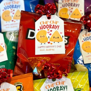 Etiquetas para regalo de San Valentín con chips - Tarjetas de San Valentín para niños - Tarjetas de San Valentín con chips de patata - Tarjetas de San Valentín con chips de nacho - Tarjetas de San Valentín con chips
