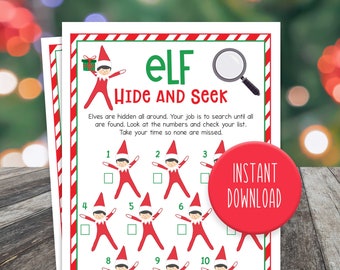 Christmas Game Printable - Elf Christmas Game - Kids Christmas Game - Printable Christmas Game - Elf Hide and Seek Game - Elf Game Printable