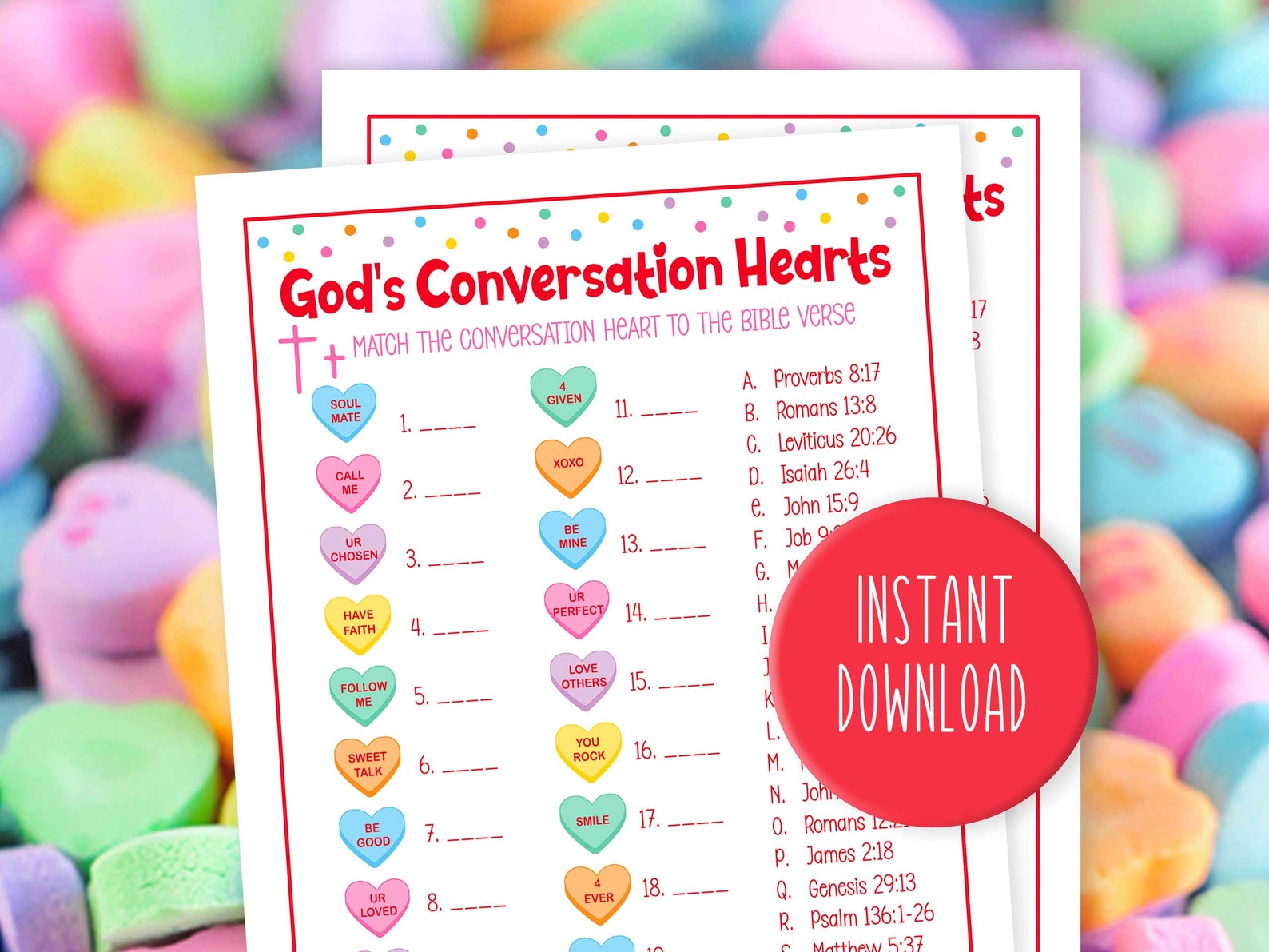 Bible Candy Match Game - Bible Verse Game - Sunday School Game ...