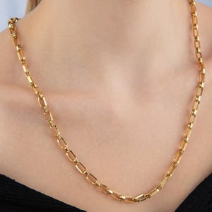 14K Gold Alternating Rectangle Paperclip Chain