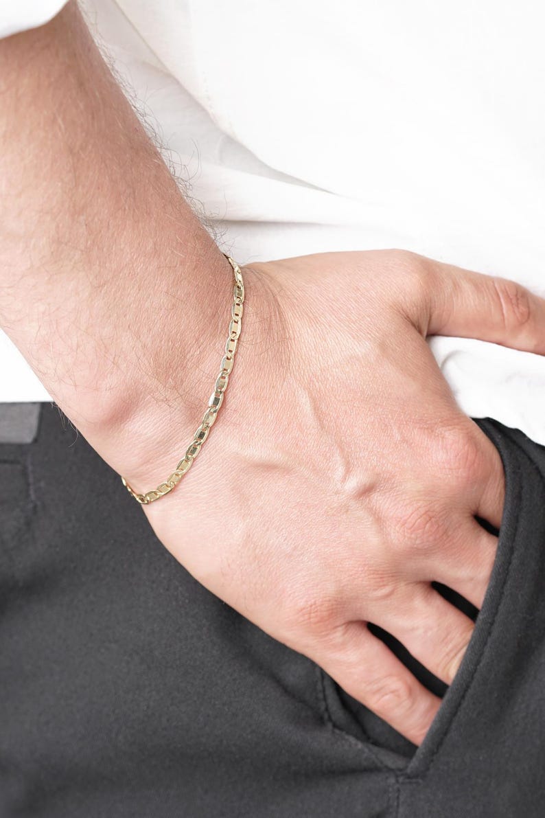 14K Gold Valentino Chain Men'sBracelet image 1