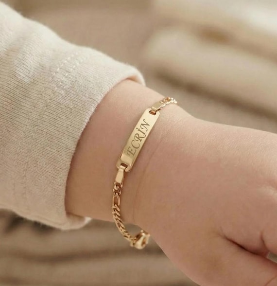 14K Gold Baby ID Bracelet – Solid Gold Personalized Baby Jewelry, Elegant Newborn Gift, Handmade Keepsake for Boys & Girls