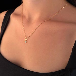 14K Gold Mirror Chain Evil Eye Necklace