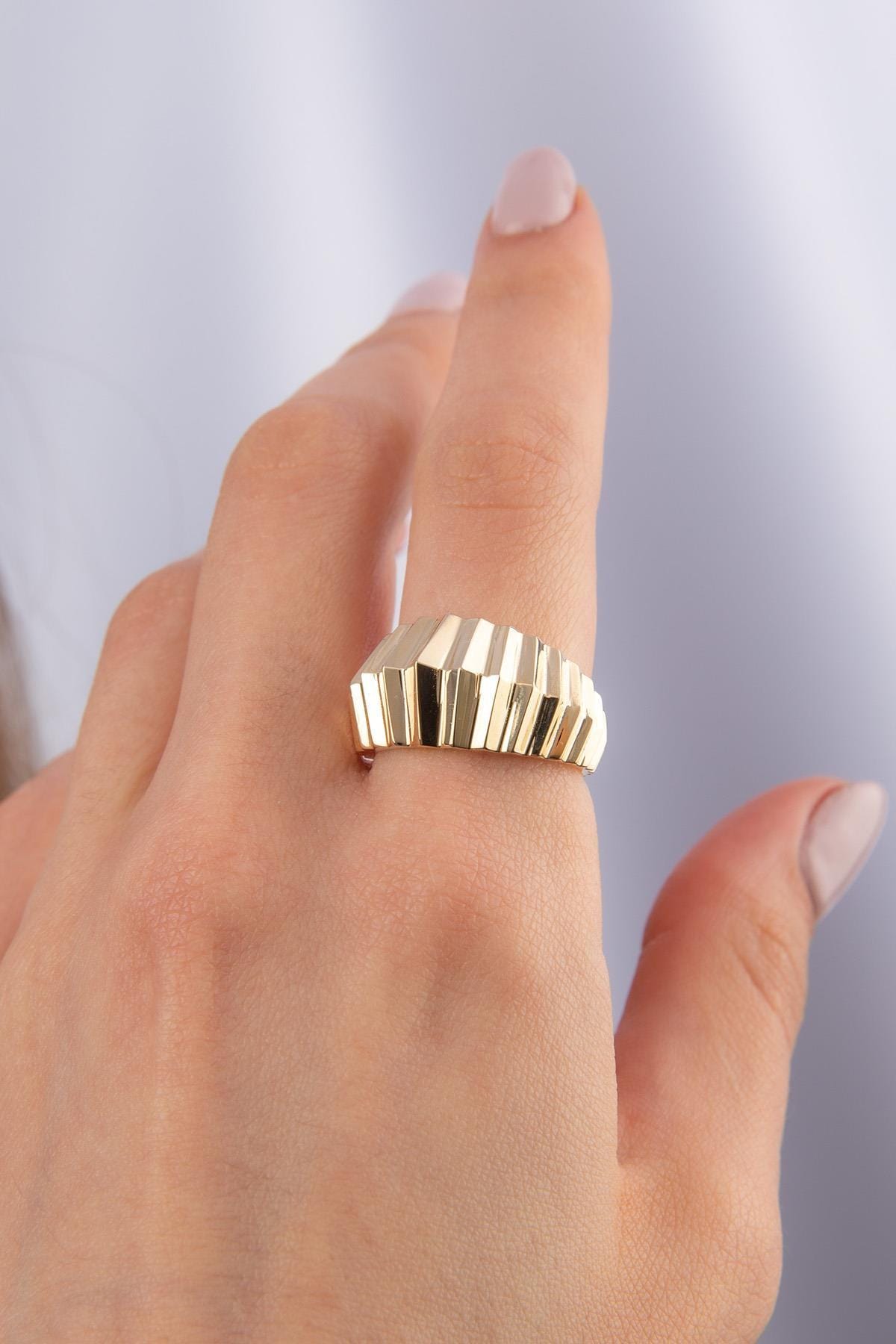 14Kゴールド ジグザグ クロワッサンリング - Etsy 日本