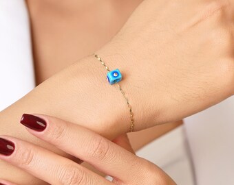 Armband aus 14-karätigem Massivgold mit Spiegelkette