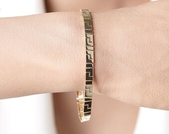 14K Solid Gold Greek Key Bracelet