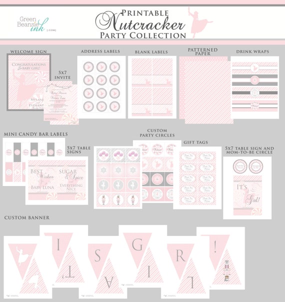 NUTCRACKER BALLERINA Printable Party Decor Package - Birthday or Baby Shower Il_570xn
