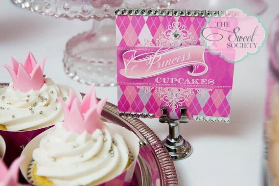 PINK ARGYLE PRINCESS Party Printable Food Labels Il_570xn
