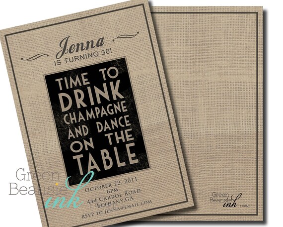 DRINK CHAMPAGNE Printable Party Invitation Printing Available Il_570xn