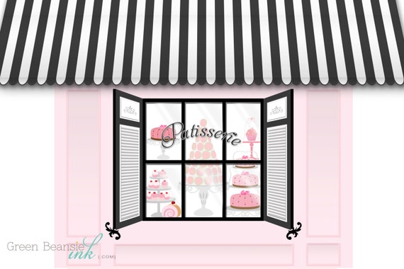 French Macaron Parisian Printable Party Backdrop Pink and Black - You print Il_570xn