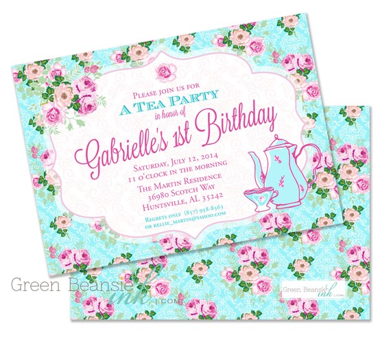 english tea shabby chic printable party invitation printing english tea party invitations