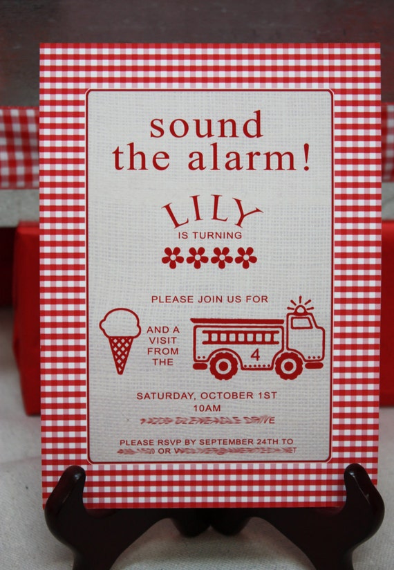 RED FIRETRUCK Printable Party Invitation - Boy or Girl Printing Available Il_570xn