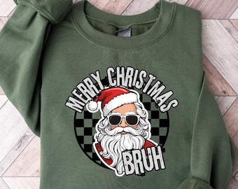 Merry Christmas Sweatshirt, Retro Santa Sweatshirt, Santa Christmas Sweater, Christmas Gift, Santa Shirt, Shirt, Christmas Tee